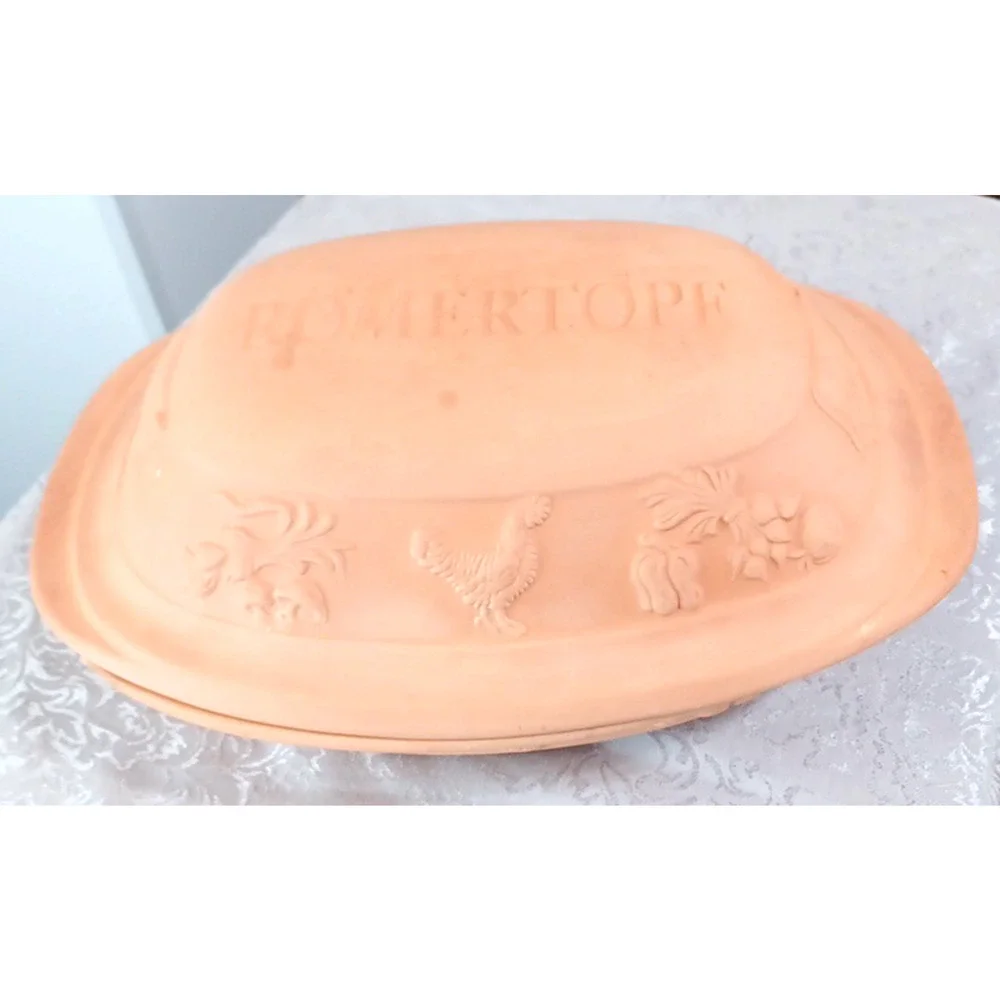 Romertopf 119 Germany Terracotta Orange Clay Large 14x10x7 Dutch Oven Roaster